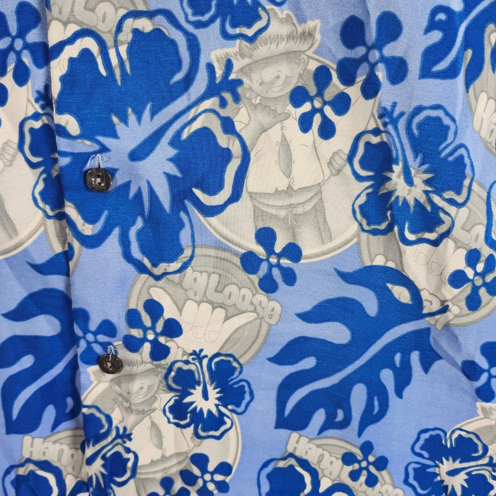 VTG Pineapple Connection Men XL Hawaiian‎ Shirt Aloha Blue Floral Hang Loose 90s - Picture 7 of 10